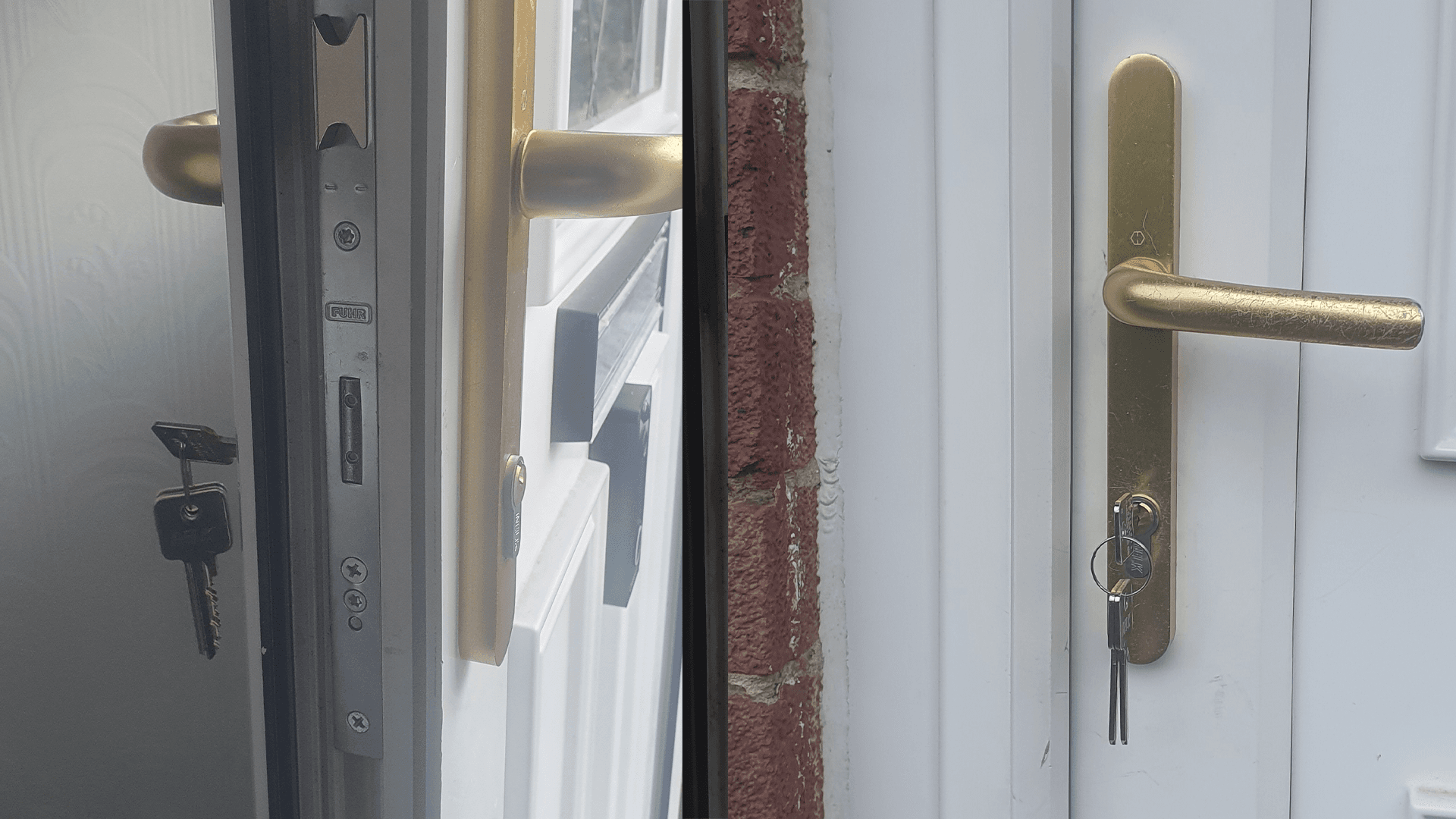Close-up of high-security British Standard lock installation by Newcastle locksmith after emergency repair