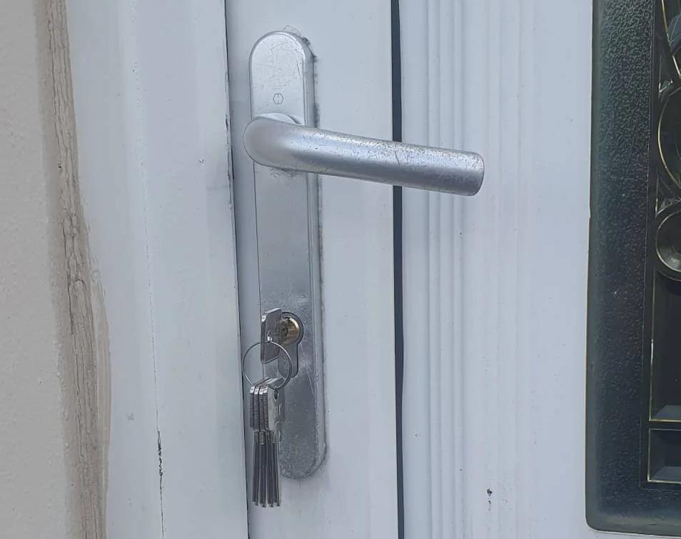 One of the doors with a new lock I installed