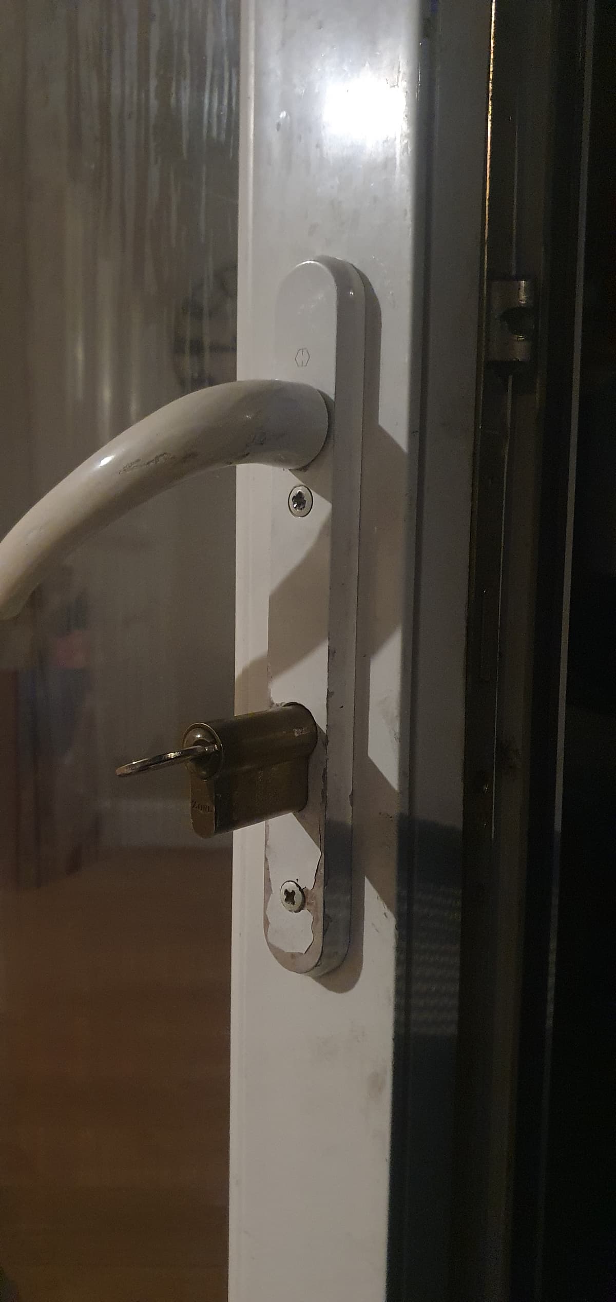 A door lock that is being changed